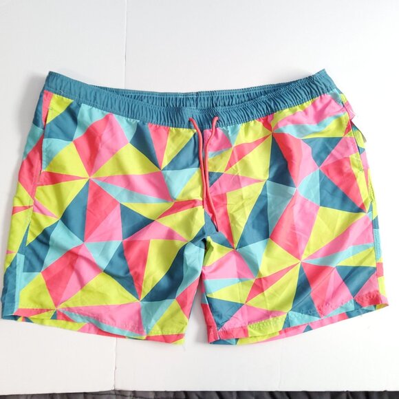 Mad Engine Mens Geometric Swim Trunks XXL Polyester - Picture 1 of 11